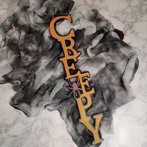 Creepy Hanging Sign Halloween Decor Glitter
